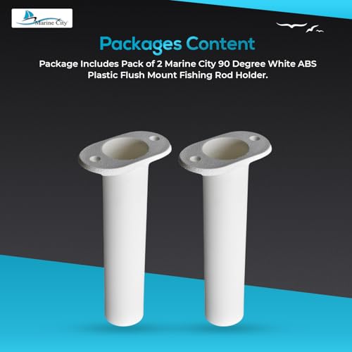 MARINE CITY Flush Mount Fishing Rod Holder, 90 Degree ABS Plastic, for Boats, Kayaks, Yachts - color: White, style: 2 Pcs