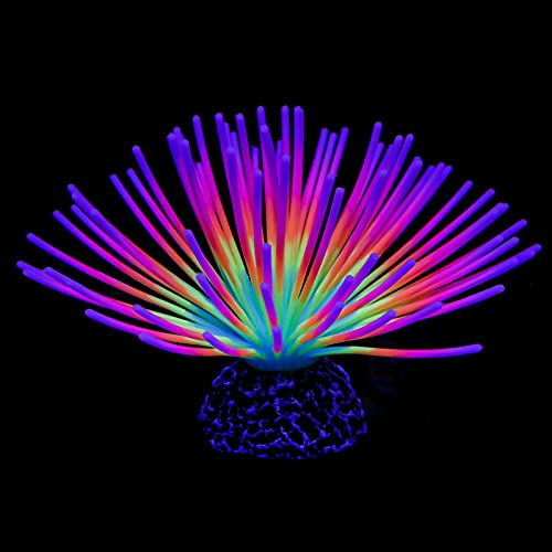 Uniclife Aquarium Imitative Rainbow Sea Urchin Ball Artificial Silicone Ornament with Glowing Effect for Fish Tank Landscape Decoration - color: Rainbow Sea Urchin