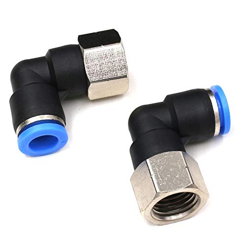 CEKER 8mm x 3/8" Npt Female Thread Elbow 90 Degree Push to Connect Fittings Air Fittings Pneumatic Quick Connect Fitting Airlines Push In Connectors Tube Fittings 5Packs - size: 8MM X 3/8" FNPT