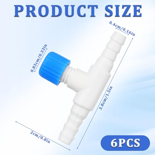 Psyqtsuary 12 Pcs Check Valve Aquarium Air Pump Accessories, 6 Check Valves+6 T Shaped Air Valves Non-Return Control Valve for 3/16" Aquarium Tubing (Black)