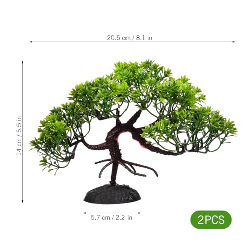 POPETPOP 2 Pcs Fish Tank Bonsai Ornament - Aquarium Landscaping Aquatic Plants, Plastic Bonsai Fish Tank Pine Tree for Aquarium Decor