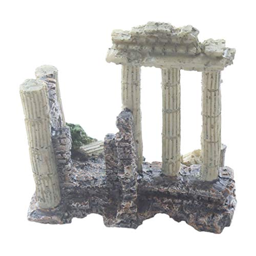 emours Aquarium Decoration Fish Tank Landscape Ornament Vintage Ruins Roman Column
