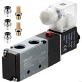 Pneumatic Solenoid Valve, 5 Way 2 Position 1/4”NPT Single Coil Pilot-Operated Electric Air Control Valve 4V210-08 (AC110V) - style: AC110V Junction Box