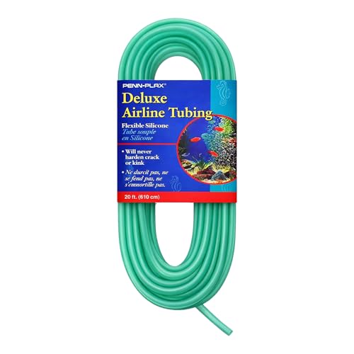 Penn-Plax Deluxe Airline Tubing for Aquariums – Made of Durable Silicone – Safe for Freshwater and Saltwater Fish Tanks – 20 Feet - size: 20 Feet, style: Silicone