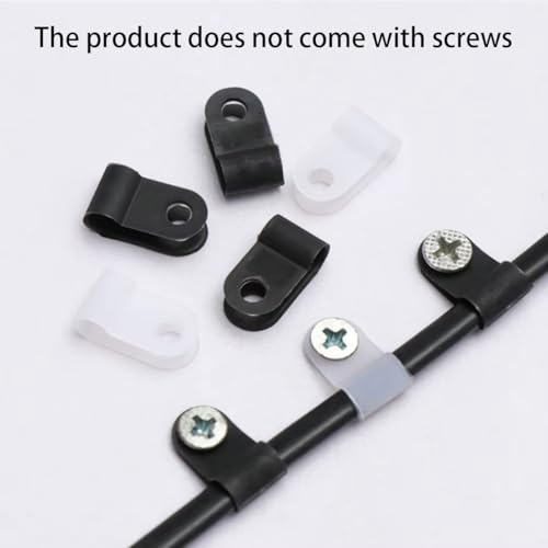 200PCS R-Type Nylon Cable Clips,3/8'' Black Plastic R-Type Clip Cable Clamps Wire Management - size: 200PCS--3/8''