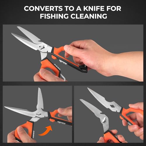 KastKing Paradox 9-Inch Fishing Bait Shears, Multifunctional Fishing Scissors With 5CR15 Stainless Steel Blades, Non-Slip Elastomer Handle, Protective Sheath, Built-In Carabiner - style: D: 9" Bait Shears