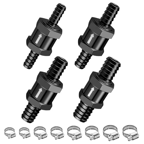 EVIL ENERGY 1/4" 5/16" 3/8" 1/2" Check Valve Set (6mm 8mm 10mm 12mm), 4 Pcs One Way Fuel Check Valve for Fuel, Diesel & Coolant, Black