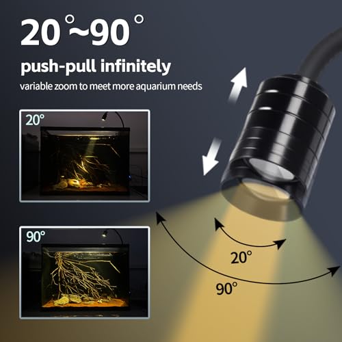 3W LED Aquarium Light with 3 Color Modes – Clip On Fish Tank Lamp for Plants, Terrariums & Coral (Yellow, Warm White, White)