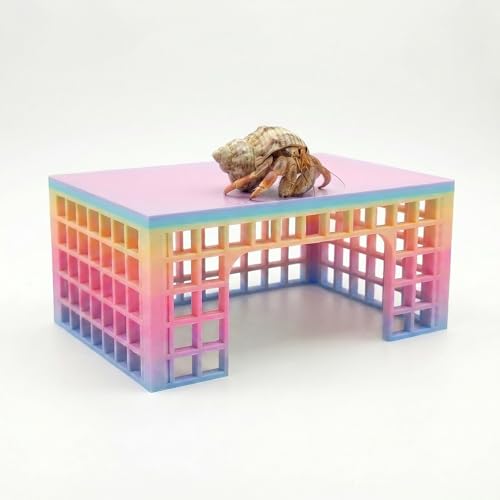 Hermit Crab Climbing Hideout, Stackable Grid Cave Shelter, Plastic Climbing Platform for Hermit Crab Tank, Small Crab Habitat Decor, Random Gradient Color