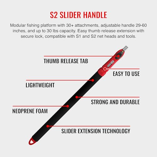 Ego S1& S2 Fixed Handles, Fishing Net Extension, Multiple Lengths, Strong & Lightweight, Easy Net Removal, Modular System, 30+ Attachments - color: Red, size: 29"