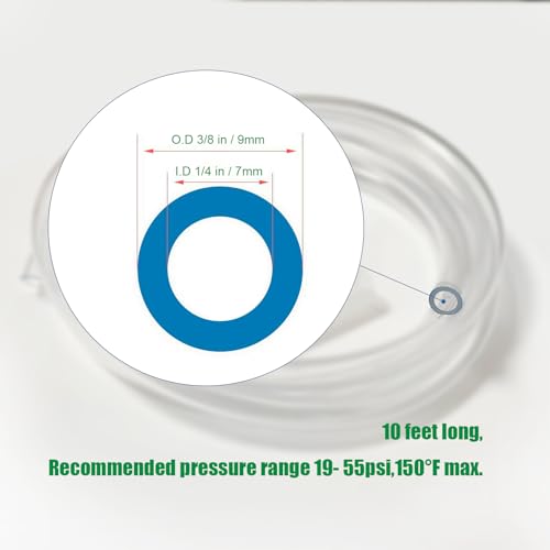 PVC Clear Vinyl Tubing,1/4"ID X 3/8"OD, With 2 Silicone Extension Joints, 2 Bend Joints(10 feet)