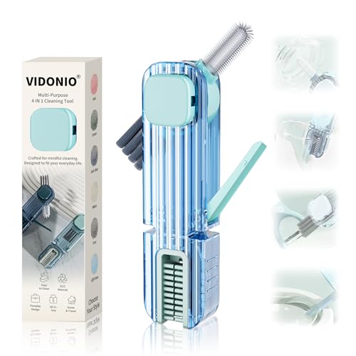 VIDONIO 4 in 1 Cup Lid Gap Cleaning Brush, Multifunctional Insulation Bottle Cleaning Tools, Mutipurpose Tiny Silicone Cup Holder Cleaner, Home Kitchen Cleaning Tools - style: 1Pc Light Blue