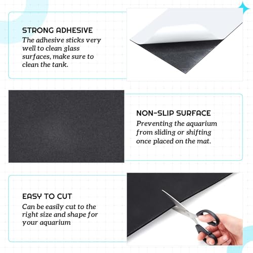 Pangda 2 Pcs 48 x 24 Inch Aquarium Fish Self Leveling Mat for Under Tank 5mm Thick Foam Compressible Neoprene Mat with Adhesive Backing Shockproof Waterproof Easy to Cut Stability, Black - color: Compressible Neoprene Foam, size: 48 x 24 Inch