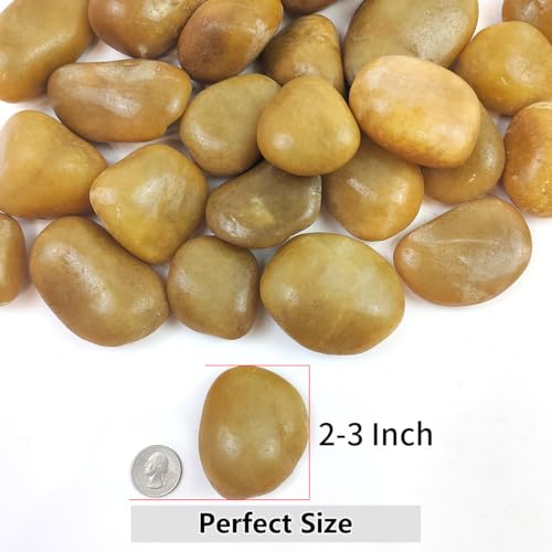 YISZM Rocks for Plant 5lbs, Yellow River Rocks 2-3 Inch Natural Pebbles for Indoor Plants, High Polished Decorative Stones Vase Filler Fish Tank Aquariums Landscaping Garden - color: Yellow, size: 5 Pounds