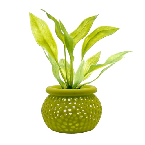 Aquarium Plant Pot Holders, Aquatic Plant Holder, Securely Hold Aquatic Plants, Promoting Healthy Root Growth, Fish Tank Aesthetic (Lime) - color: Lime