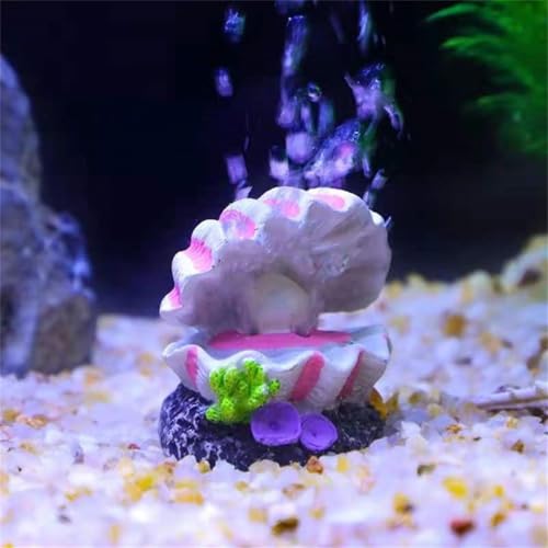 Aquarium Pink Shell Air Bubbler with Air Bubble Stone, Realistic Fish Tank Shell Decor for Increase Oxygen, Cute Air Bubble Maker for Small Big Fish Tank Betta Aquarium Scenery (Pink Shell) - color: Pink Shell