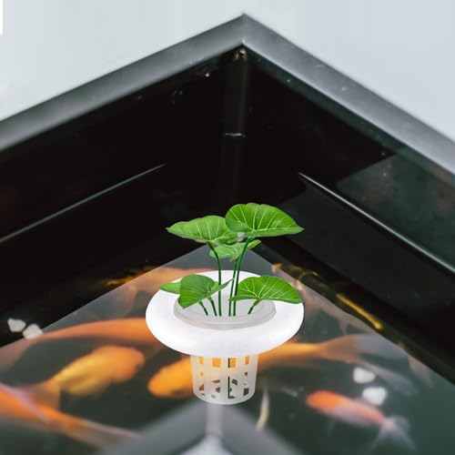 4 PCS Floating Aquarium Plant Holder, Aquarium Planting Baskets with White Foam Floating Ring, Fish Tank Hydroponic Basket for Aquatic Plant Cultivation and Landscaping Decorations