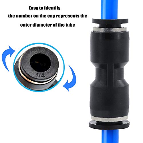 10PCS Pneumatic Push to Connect Fittings, PBT Plastic Union Straight 1/4" x 1/4" Tube OD Quick Connector for Home Garage Air Brake Air Compressor - size: 1/4" x 1/4"