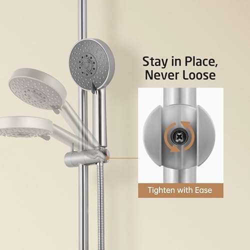 KES 30-Inch Shower Slide Bar with Adjustable Handheld Shower Head Holder, Reuse Existing Holes, SUS304 Brushed Stainless Steel Wall Mount for Bathroom, Drilling Required, F209S78-BS - color: Brushed Finish, style: 30.7-Inch+Drill Mounted