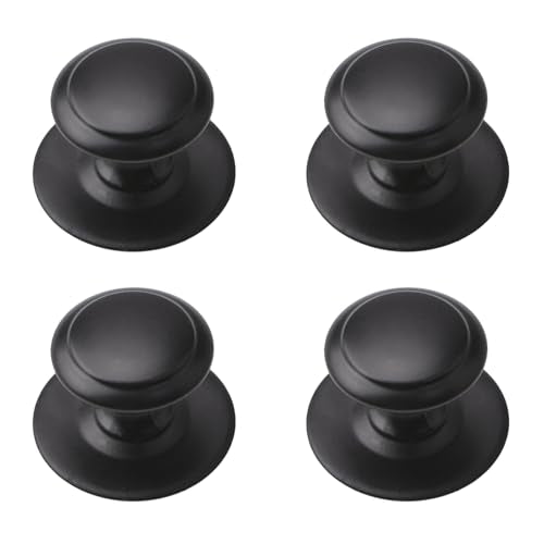 MOROBOR Stainless Steel Drawer Knobs, 4pcs Self-Stick Instant Cabinet Handle Pulls, 1.18Inch Adhesive Sliding Door Stick On Pulls with Mounting Screws for Glass Cupboard(Matte Black) - color: Matte Black-4PCS, size: 1.18Inch