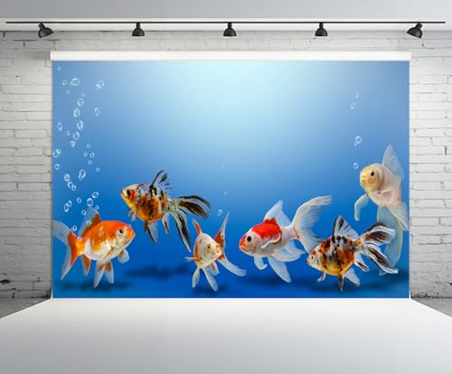 CHNYWORK 59x39 Inches Fish Tank Tapestry Wall Hanging Aquarium Underwater Goldfish Bubbles Blue Background Living Room Bedroom Aesthetic College Dorm Fabrics Wall Hanging Decor