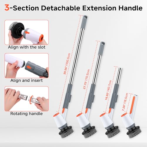 fishkeeper IPX9 Electric Aquarium Cleaning, Fish Tank Electric Spin Scrubber with 8 Replaceable Brush Heads Cordless w/ 3 Adjustable Speeds & Detachable Handle, Battery Display Screen Rechargeable