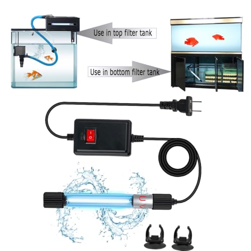Aquarium UVC Clean Light Algae Clear Green Bloom Clean Fish Tank UVC Water Clean Lamp for Sump Pond Filter Tank (7W Without Timer) - size: 7W without Timer