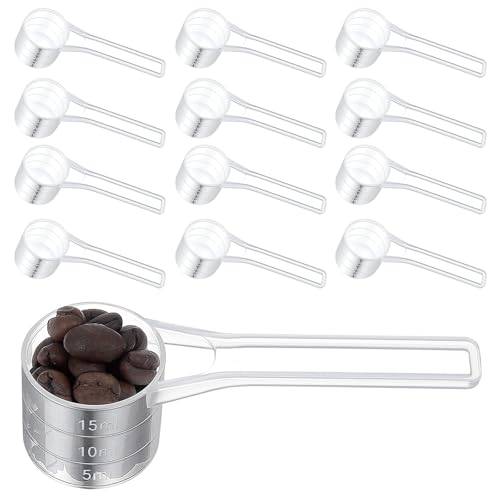 12 Pack Plastic Tablespoon Scoop, 15ml Tablespoon 15cc Long Handle, Table Spoons Measuring Spoon, Measuring Scoops for Coffee Tea Protein Spices Pet Food Dry Goods