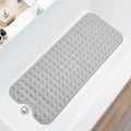 TEESHLY Bathtub Mats for Shower Tub, Extra Long Non-Slip 39 x 16 Inch Bath Mat with Drain Holes and Suction Cups, BathMat for Bathroom with Machine Washable (Opaque Gray) - color: Opaque Gray