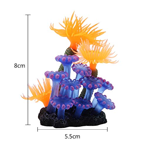 TOPINCN Artificial, Simulation Plant Luminous Silicone Sea Anemone for Fish Landscape Decoration Aquarium Ornaments(2.4 * 2.0 * 3.1inch)