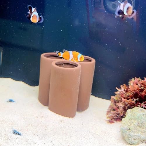 Ceramic Shelters, 2 pcs, Fish Tank Accessories, Fish House, Aquarium Hideout, Swim Holes Aquatic, Aquarium Cave, Ceramic Decoration for Freshwater and Saltwater Fish Tank (Pipes)