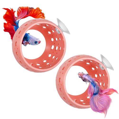 Ejoyous Aquarium Fish Hideout, Plastic Fishtank Tunnel Cave with Powerful Suction Cups, Easy Cleaning Fishtank Tunnel Ornament for Small Fish Shrimp Guppies Freshwater Saltwater (2PCS)