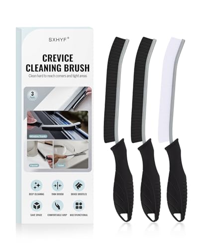 SXhyf Crevice Cleaning Brush - Grout Scrub Brush, House Cleaning Supplies, Gap Cleaning Tools, Home Essentials, Gifts for Women Men, Hard Bristle Crevice Cleaner Brush for Household Use, Bathroom - color: Black