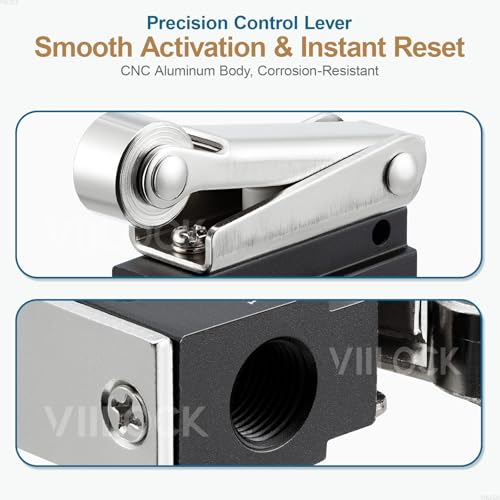 Pneumatic Mechanical Valve, 2 Position 2 Way 1/8”PT Roller Lever Type Normally Closed Air Valve MOV-02 - size: 1/8”PT, style: 2 Position 2 Way