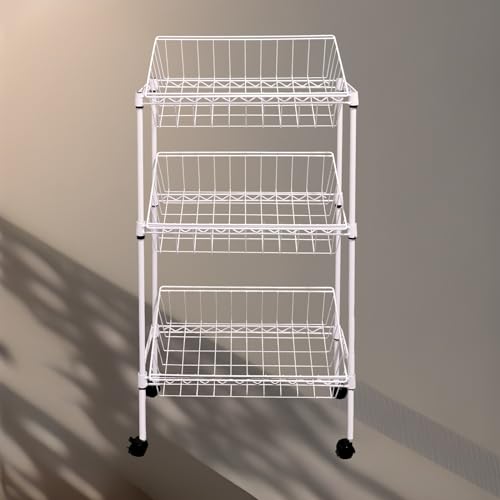 NSF white 3-layer storage rack, kitchen basket rack, vegetable tableware sorting, laundry room dirty clothes storage, detachable storage basket, multifunctional household epoxy resin - size: 3-White DIY basket