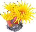 Concrete Base Silicone Coral Anemone Aquarium Plant Decoration, Yellow