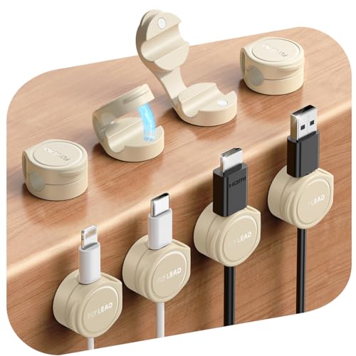 8-Pack Cord Organizer Magnetic Silicone Cable Clips[8 mm Wider Cable Accessible]Desk Cable Management, FLYLEAD Desktop Cord Holder for Nightstand, Office Workspaces Desk Organization Home Accessories - color: Beige