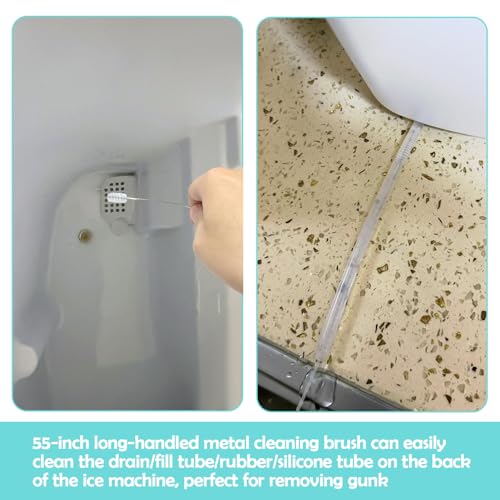 Palksky Ice Maker Cleaning Brush Set, Ice Machine Cleaning Tools - 2Pcs Drain Pipe Brush Nylon Bristles with 8Pcs Crevice Cleaning Brush - color: A