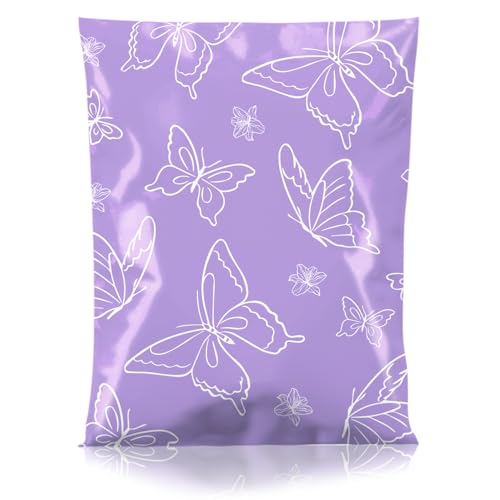 Metronic Poly Mailers 14.5x19 Inch 50pc Shipping Bags for Clothes,Self Adhesive Shipping Envelopes for Small Business,Waterproof Mailers Poly Bags for Shipping,Packaging Mailing Bags Purple Butterfly - color: Purple Butterfly, size: 14.5x19 50pc