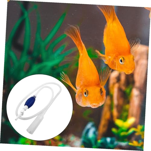 Beaupretty Aquarium Fish Tank Cleaner Manual Water Pump Siphon Vacuum Gravel Medium Size White for Fish Tank Water Change and Gravel Washing