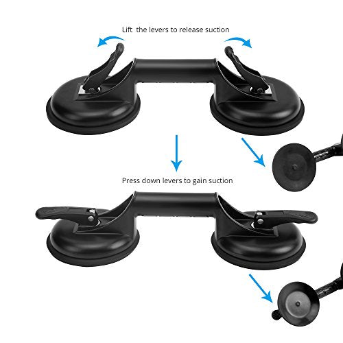 FCHO Glass Suction Cups Heavy Duty Aluminum Handle Holder Hooks to Lift Large Glass/Moving/Pad for Lifting/Dent Fixer (2 Pack) - color: Black