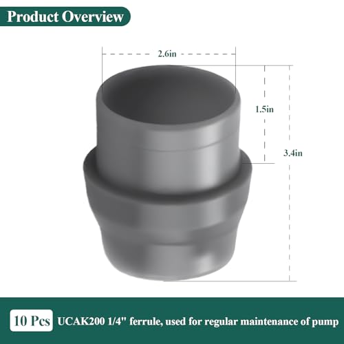 UCAK200 1/4-Inch Ferrule for Suction/Discharge Line, Fits MCCP202 Tube, Fit for Sten-ner 45, 85, 100 & 170 Series Adjustable & Fixed Pumps, Compression Fitting Connector, 10 Pcs - style: 10 Pcs Ferrule