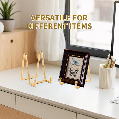 Plate Holder Easel Display Stand - 4.5 inch Metal Plate Stands for Display - Tabletop Picture Stand - Gold Iron Easels for Display Pictures | Photo Frames | Book | Decorative Plates | Plaque -4 Pack - size: 4.5 inch-4