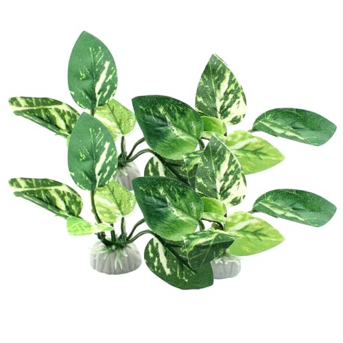 Soft Aquarium Plants Betta Fish Tank Decorations Betta Leaf Pad 2 Inch, Silk Plastic Artificial Plants for Aquarium Reptile Tank Decor (D-4Pcs Set/Green) - color: D-4pcs Set/Green