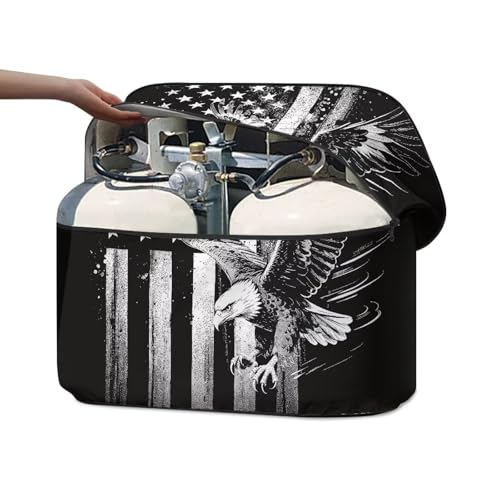Black American Eagle 20lb Propane Tank Cover with Zipper Dust-Proof RV Propane Tank Cover Weather Resistant Gas Cylinder Covers - color: Black American Eagle, size: S(20LB)