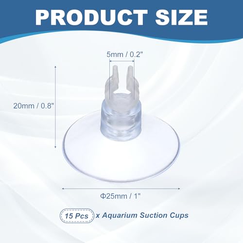 Aquarium Suction Cups, Fish Tank Suction Cups Clips Airline Tube Holders Clamps (Plastic, 15Pcs, Clear) for 0.2" Fish Tank Airline Tubing Binding Moss Shrimp Nest, 5x25MM - color: Clear, size: 5x25MM