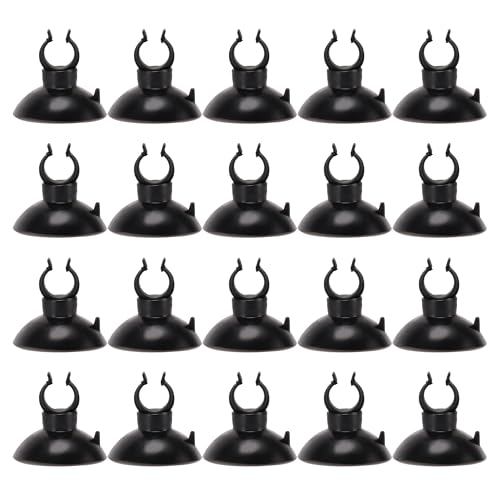 Aquarium Suction Cup, Aquarium Sucker Clip, Suction Cups Airline Tubing Holder, Fish Tank Accessories for Aquarium Fish Tank, Black, 0.39" 20 Pcs 20 Pcs