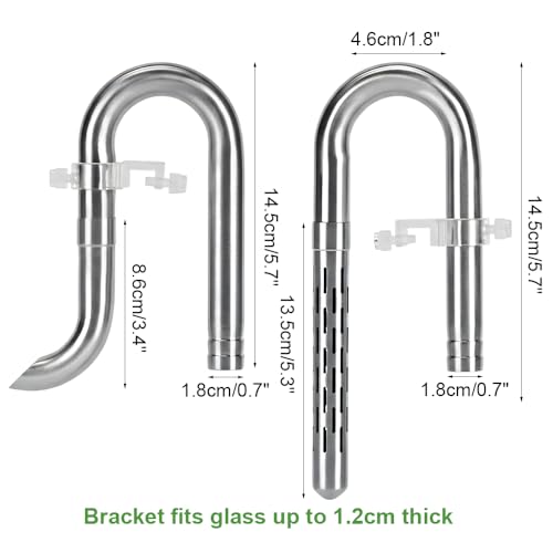 Inflow & Outflow Lily Pipe, Stainless Steel Aquarium Filter Pipes with 2Pcs Pipe Holders for 4.7"/6.3"/7.9" Hoses, Available Extension Pipes - size: Fits 16mm Hose
