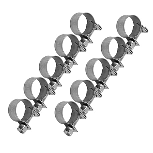 10pcs Stainless Steel Hose Clamps – Adjustable 6-20mm Fuel Line Pipe Clips for Air, Water, Silicone & Fuel Hoses (14-16Mm) - size: 14-16Mm