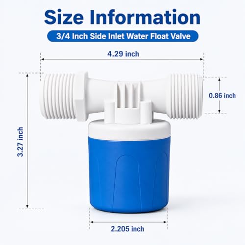 2PCS 3/4'' Side Inlet Water Float Valve, Automatic Water Level Control Valve,Shut Off Valves for Water Tank, Pool, Livestock Troughs - size: 3/4'' --2 Pcs